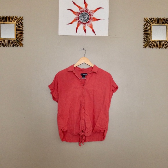 JORDACHE woman’s Linen button down summer  blouse - Picture 1 of 4